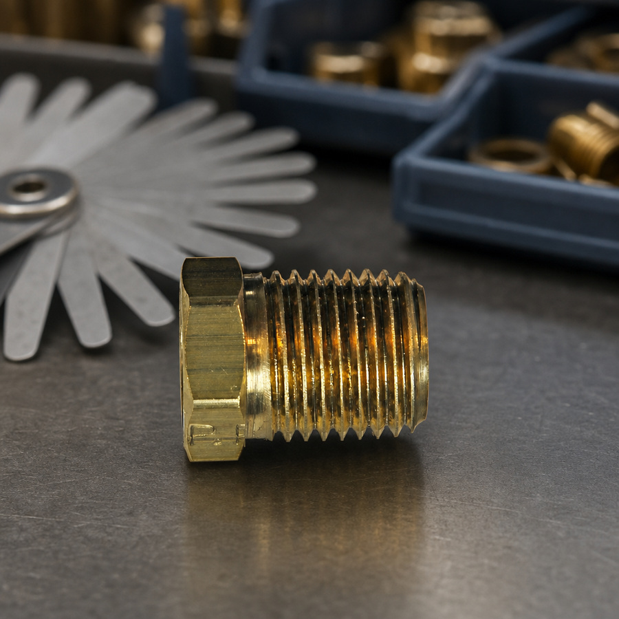 BUSHING 1/8X1/4" staged in a fluid service parts bench