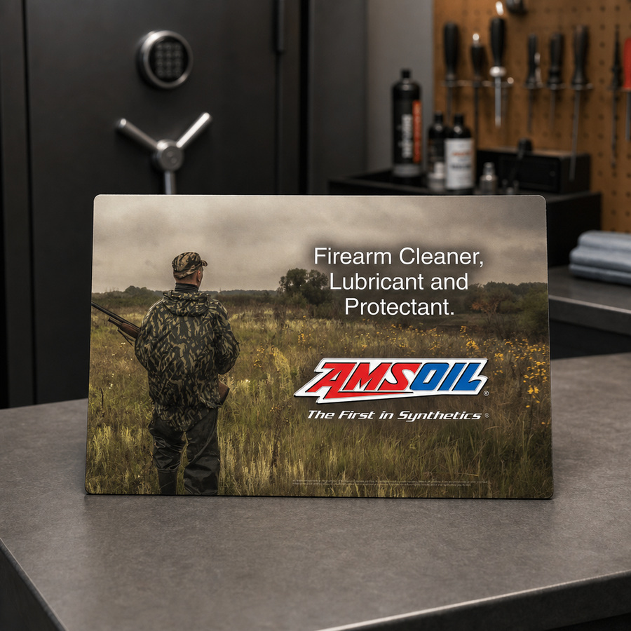 Firearm Cleaning Mat staged in a gun cleaning bench