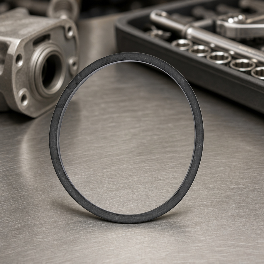 Gasket,3.45OD,3.11ID,0.26Thk staged in an automotive workshop