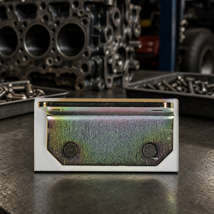 Mounting Bracket - Bottom staged in an automotive workshop