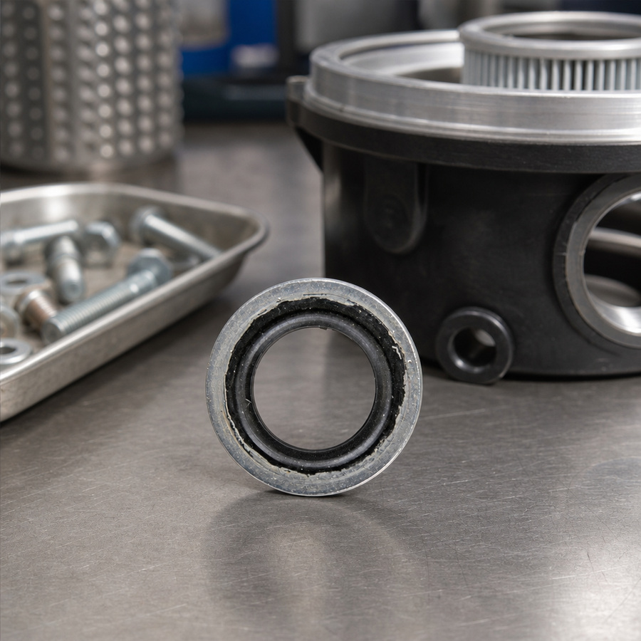 SEALING GASKET staged in an automotive workshop