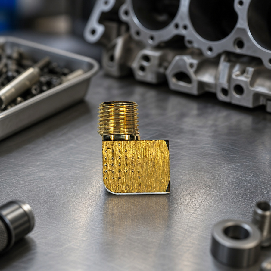 Street Elbow staged in a fluid service parts bench