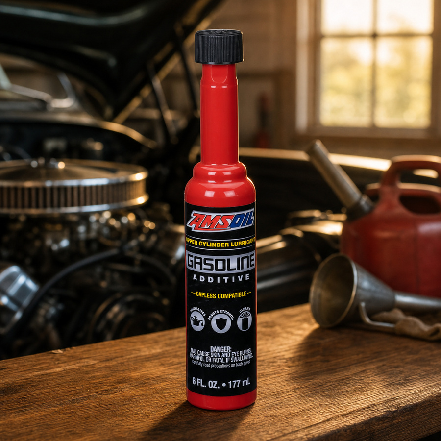 AMSOIL Upper Cylinder Lubricant Corrosion Inhibitor staged in a fuel system service area