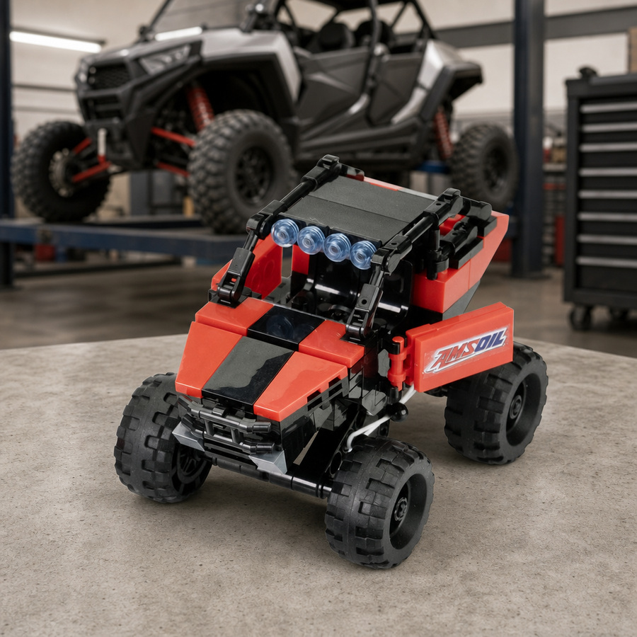AMSOIL UTV Blocks Set staged in a powersports service garage