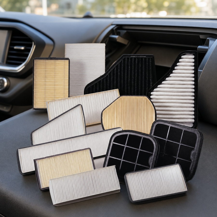WIX Cabin Air Filters staged in an automotive parts workbench