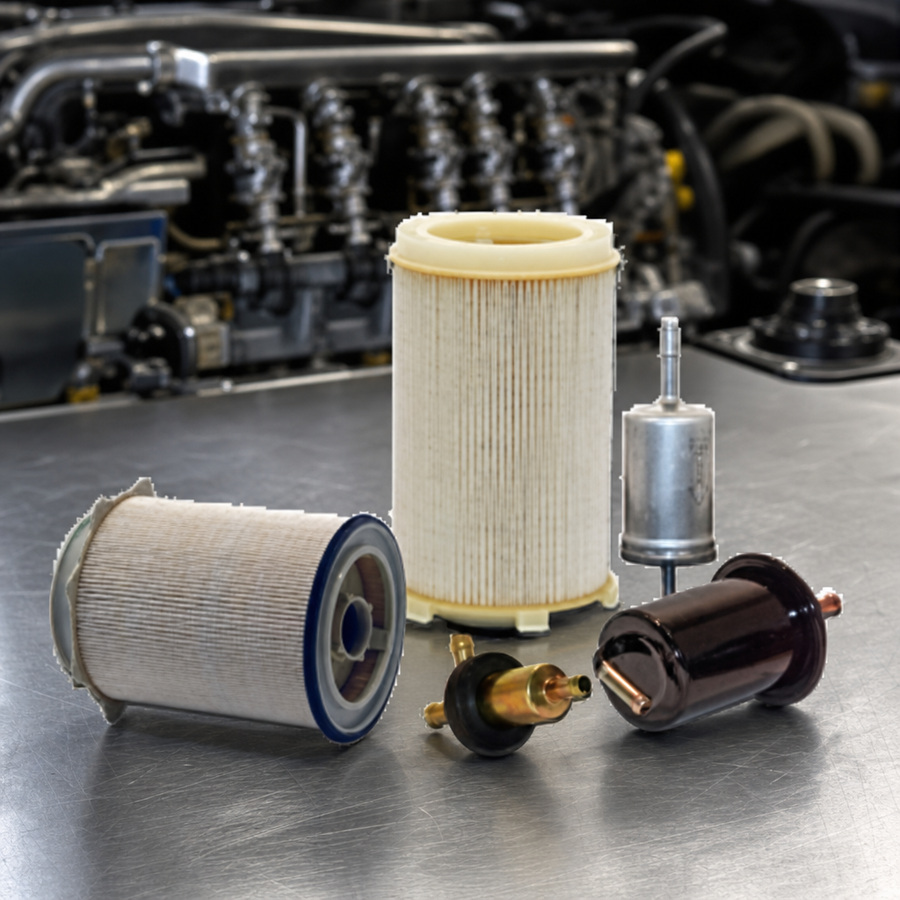 WIX Fuel Filters staged in an automotive parts workbench
